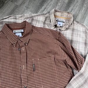 LOT OF 2 Columbia Men's Long Sleeve Plaid Button Up Shirts Size L Outdoor Casual